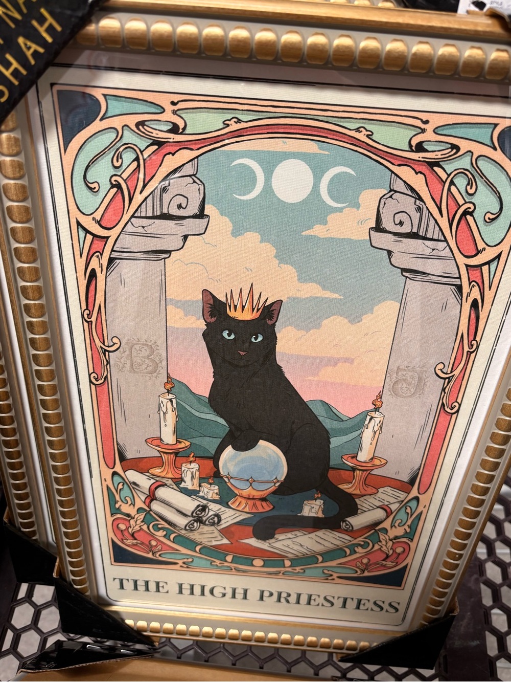Viral Sapna Shah The High Priestess Cat Art Print - Black